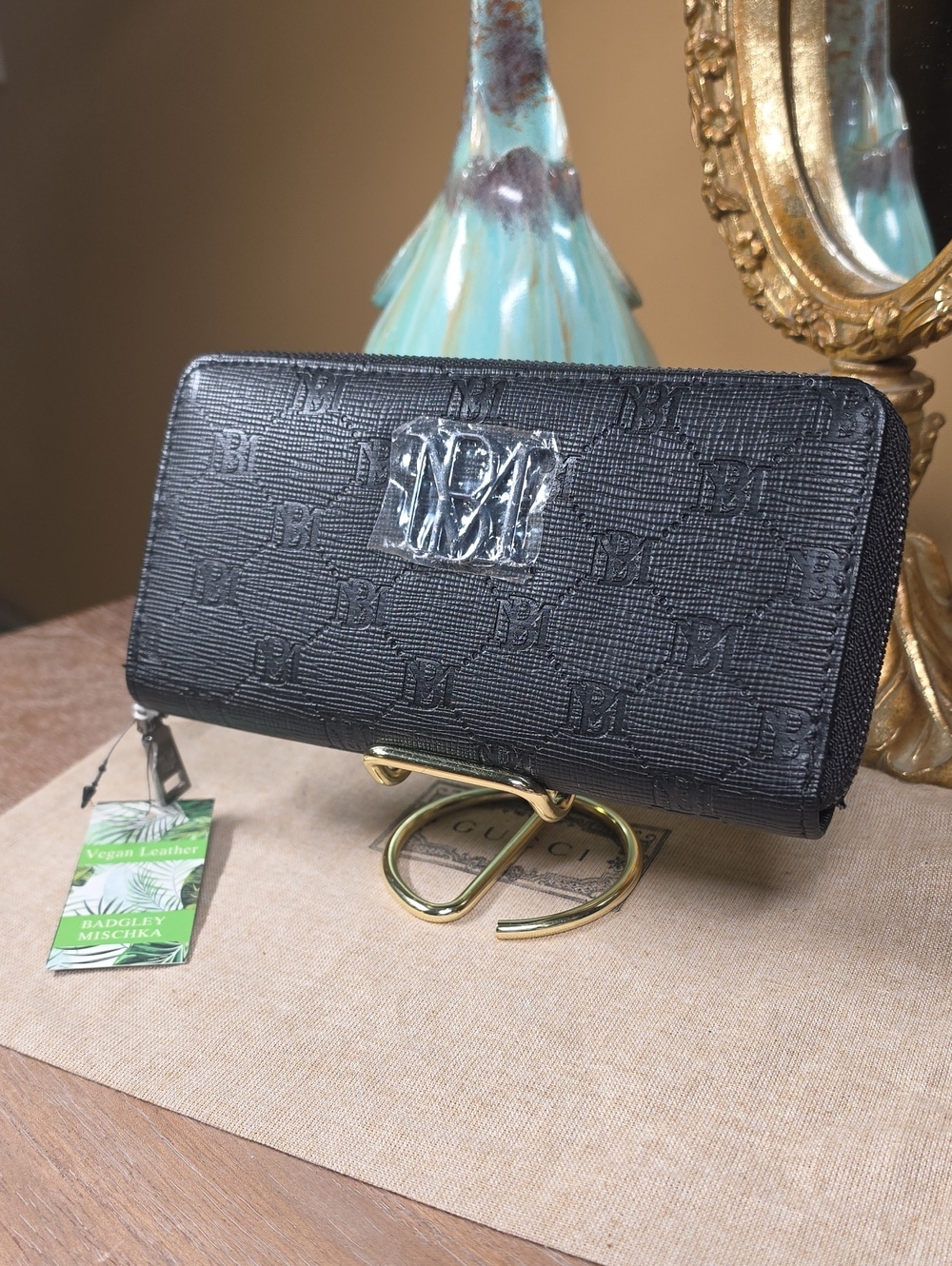 Badgley Mischka Black Zip-Around Wallet